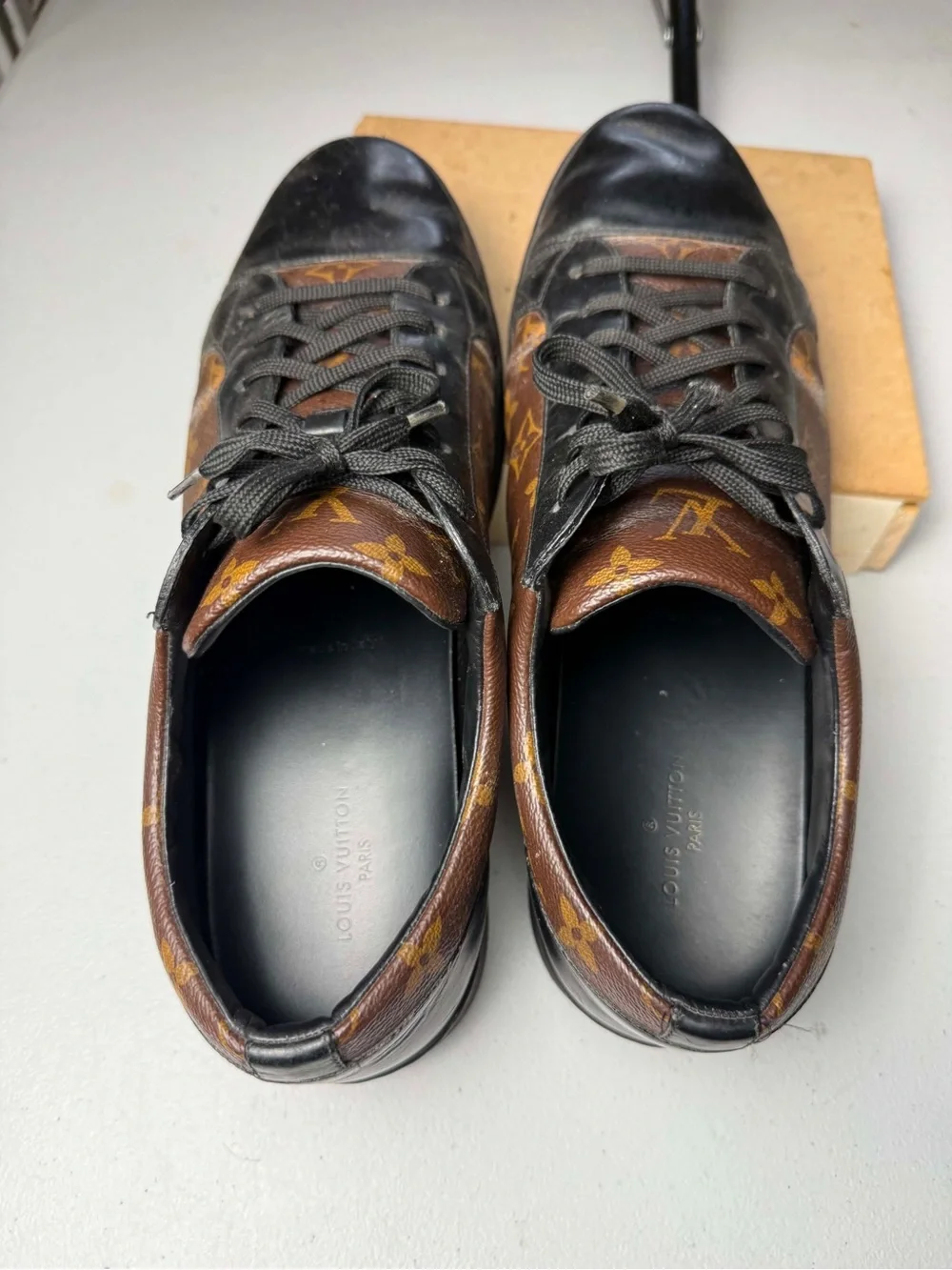 Damage Louis Vuitton Match-Up Sneaker Monogram Brown Sz 10 UK / 11 US CRACKED